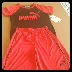 Puma 2Pc Boys Athletic Short & T Shirt